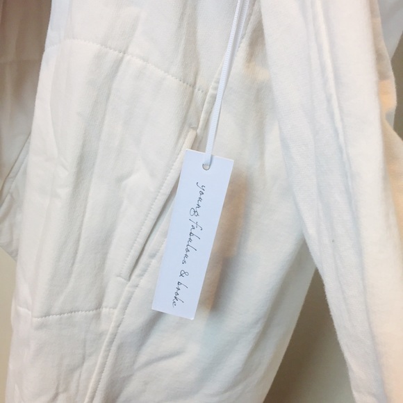 Young Fabulous Broke Cream Quilted Blanket Open Cardigan Jacket S/M Cozy NWT - Picture 6 of 8